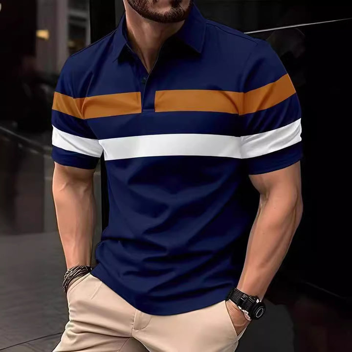 Herren polo tröja med modern färgblockdesign och andningsbara material Eva Jonsson-Eva Jonsson