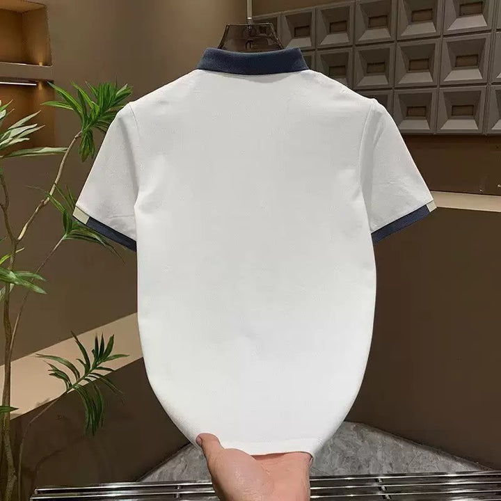 Herren poloshirt med kontrastkrage och fin struktur Mirla-Eva Jonsson