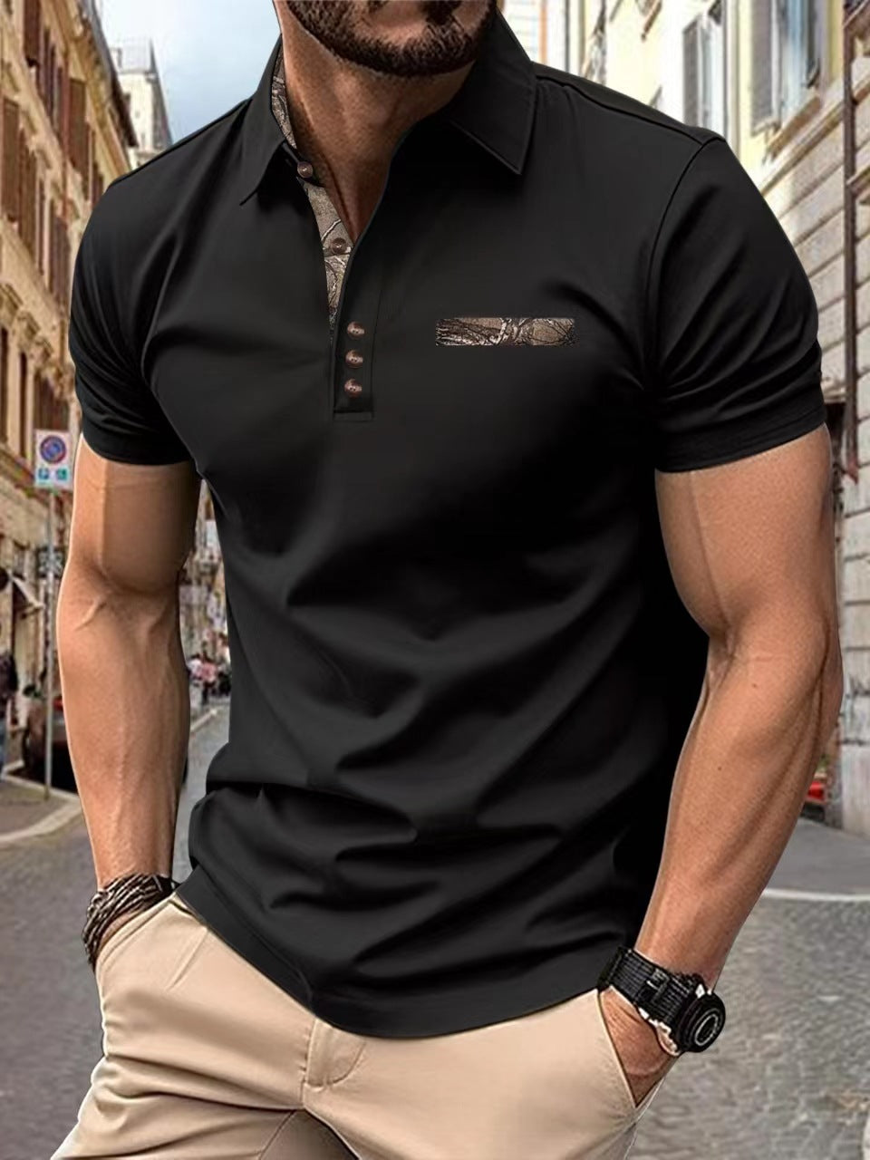 Herren poloshirt med modiga detaljer Mirla-Eva Jonsson