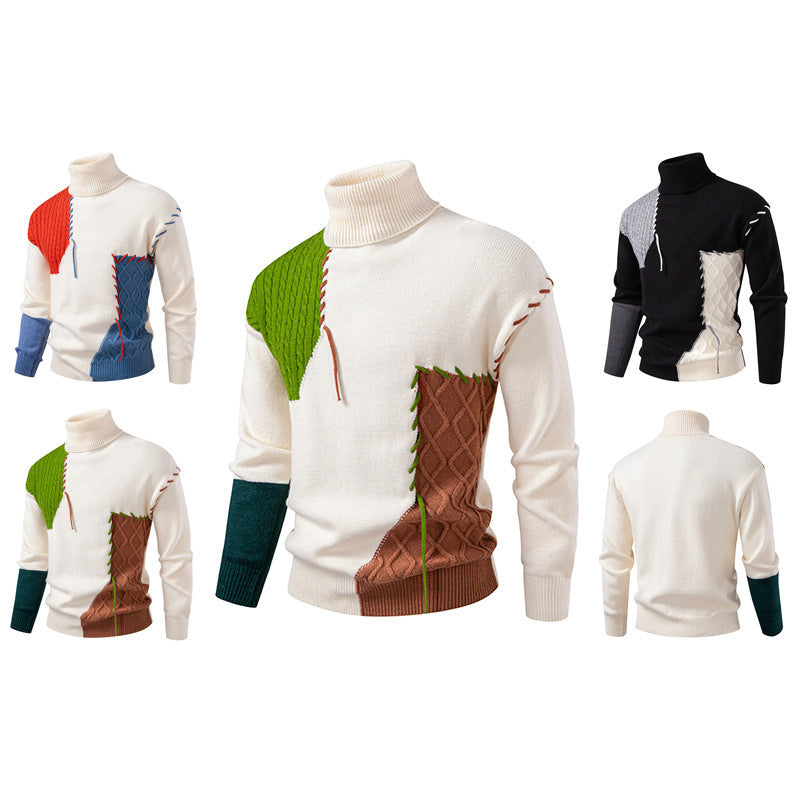 Herren rullkrage tröja med unikt stickdesign Eva Jonsson-Eva Jonsson