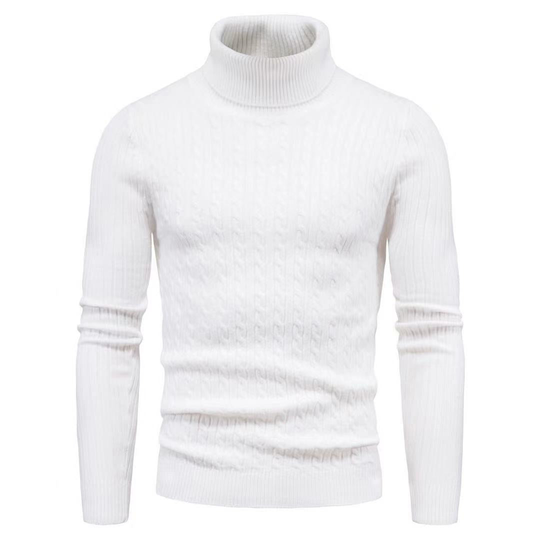 Herren rullkragepullover med strukturerad flätmönster Mirla-Eva Jonsson