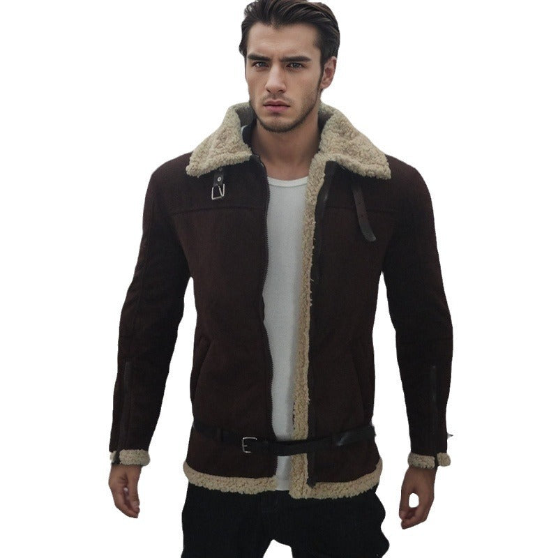 Herren shearling-läderjacka med modern design och varmt foder Eva Jonsson-Eva Jonsson