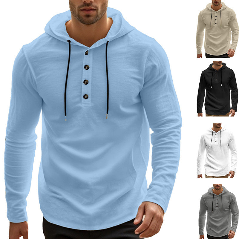 Herren sport hoodie med knapplist och andningsbara egenskaper Eva Jonsson-Eva Jonsson