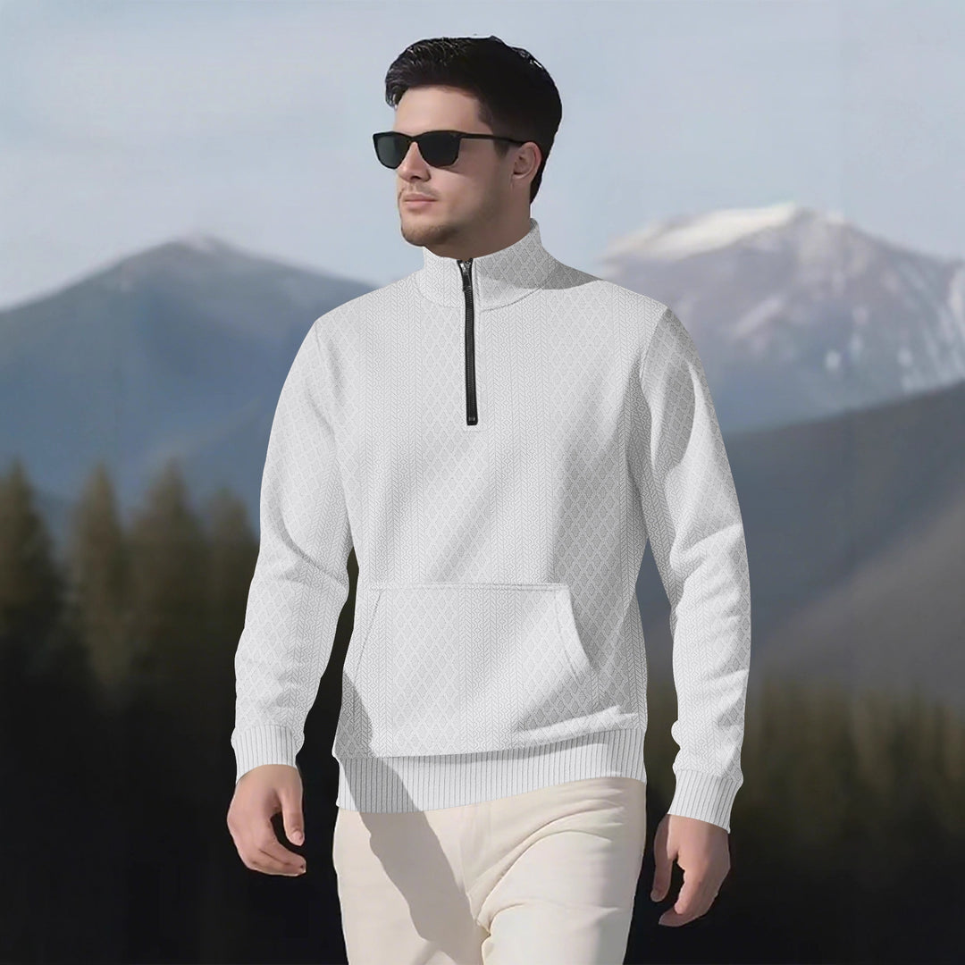 Herren sportig fleece-tröja med hög krage och blixtlås Mirla-Eva Jonsson
