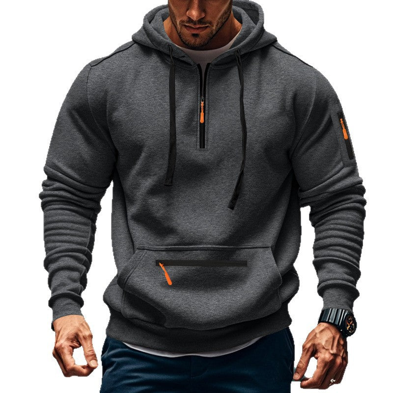 Herren sportig hoodie med praktiska blixtlåsfickor Mirla-Eva Jonsson