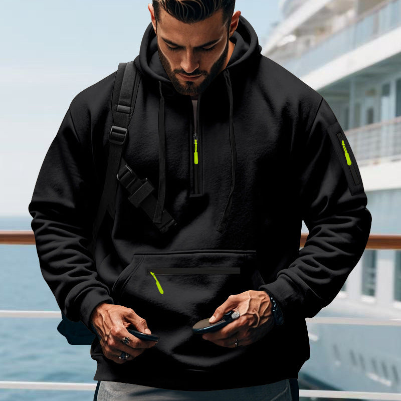 Herren sportig hoodie med praktiska blixtlåsfickor Mirla-Eva Jonsson