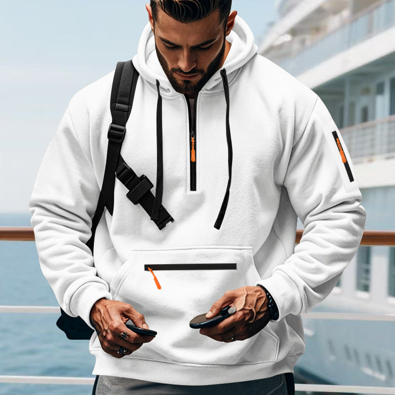 Herren sportig hoodie med praktiska blixtlåsfickor Mirla-Eva Jonsson