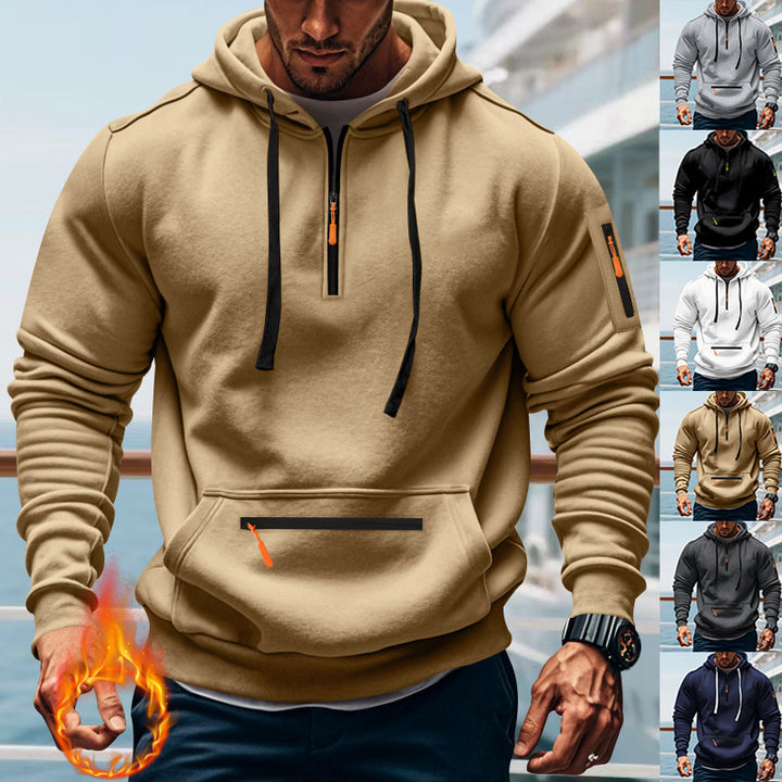 Herren sportig hoodie med praktiska blixtlåsfickor Mirla-Eva Jonsson