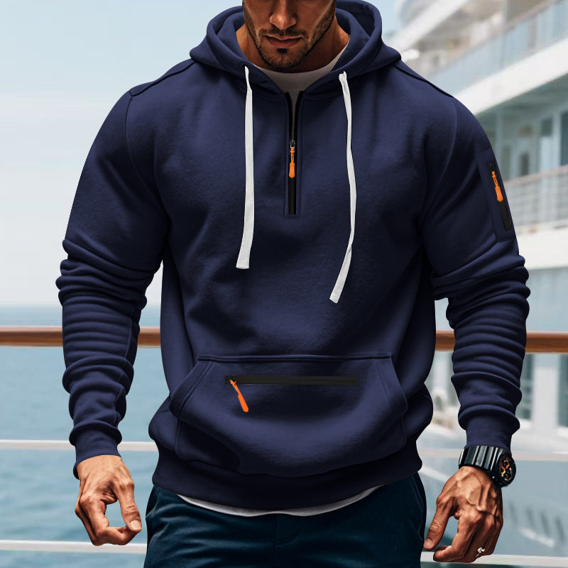 Herren sportig hoodie med praktiska fickor med dragkedja och justerbar huva Eva Jonsson-Eva Jonsson