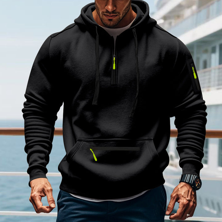 Herren sportig hoodie med praktiska fickor med dragkedja och justerbar huva Eva Jonsson-Eva Jonsson