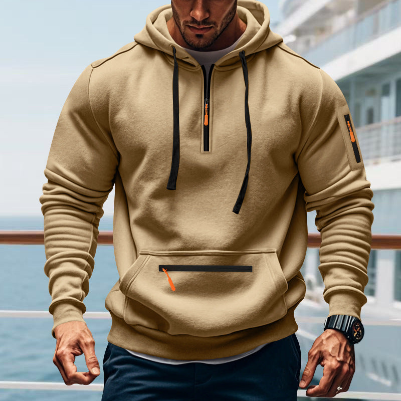 Herren sportig hoodie med praktiska fickor med dragkedja och justerbar huva Eva Jonsson-Eva Jonsson