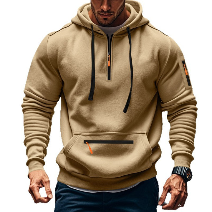 Herren sportig hoodie med praktiska fickor med dragkedja och justerbar huva Mirla-Eva Jonsson
