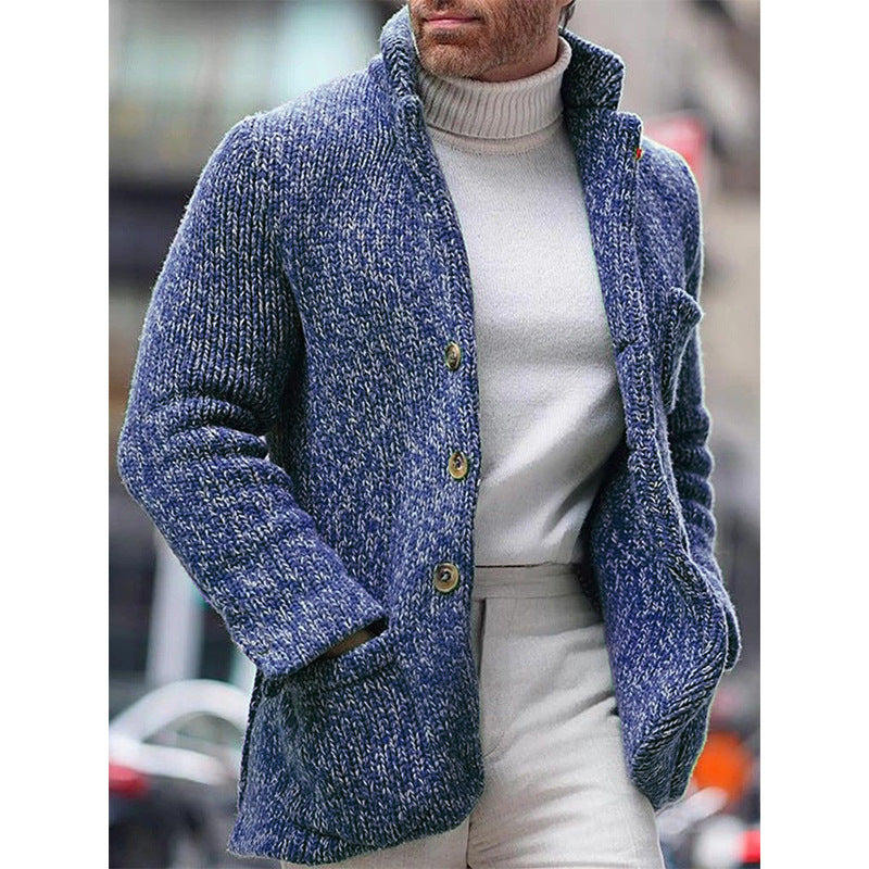 Herren stickad jacka med elegant textur Mirla-Eva Jonsson