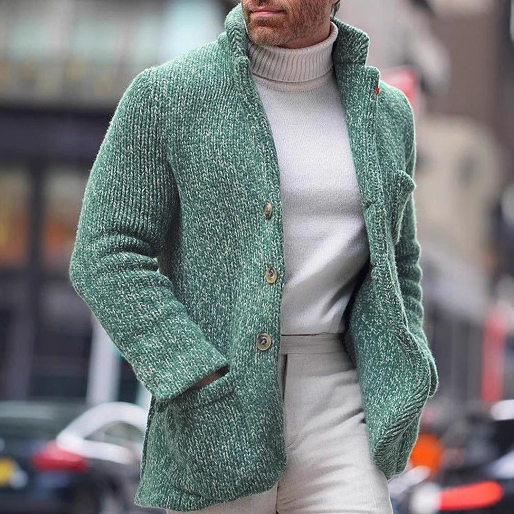Herren stickad jacka med elegant textur Mirla-Eva Jonsson