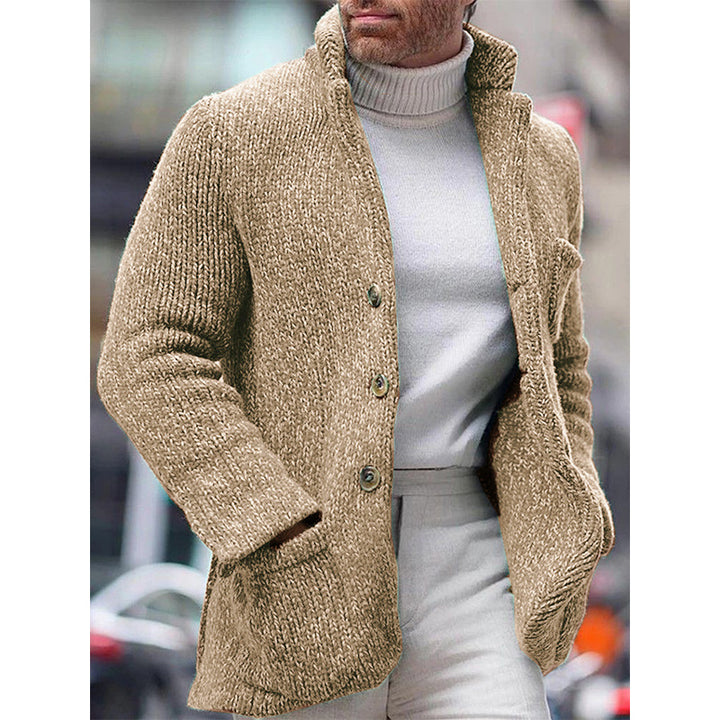 Herren stickad jacka med elegant textur Mirla-Eva Jonsson
