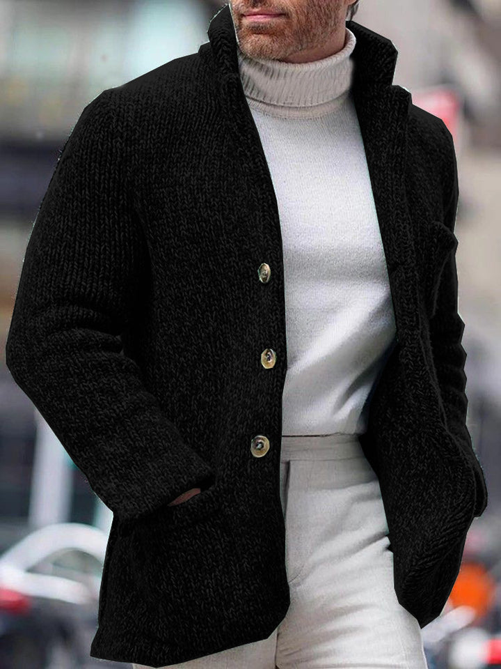 Herren stickad jacka med elegant textur Mirla-Eva Jonsson