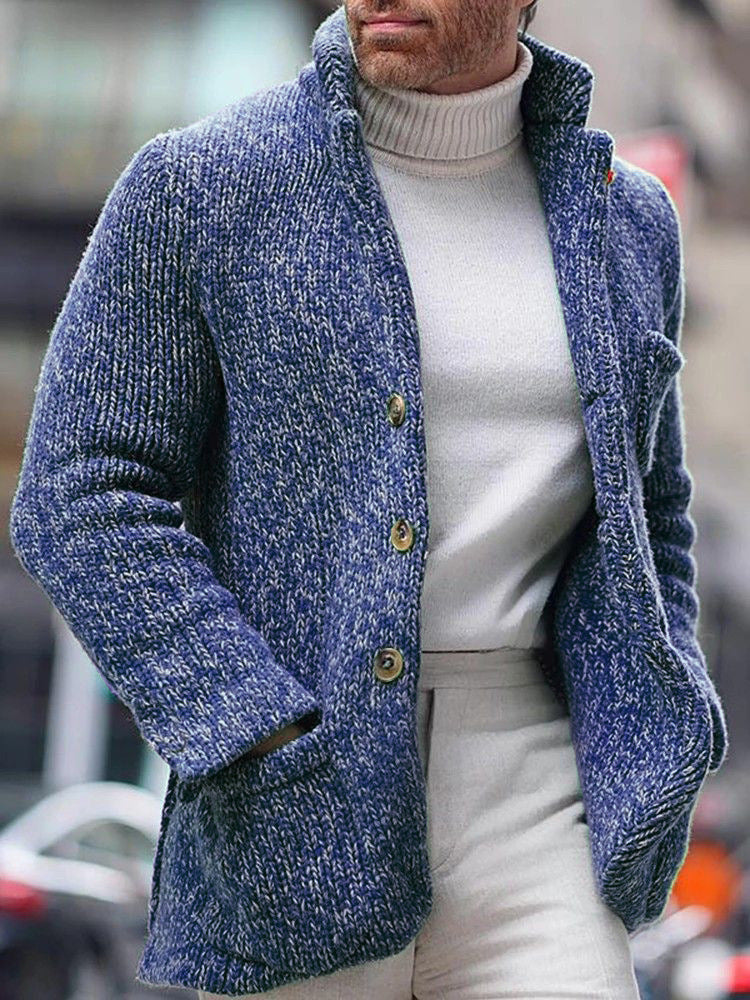 Herren stickad jacka med elegant textur Mirla-Eva Jonsson
