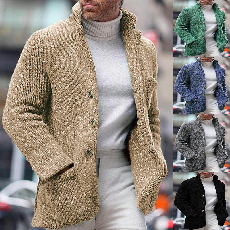 Herren stickad jacka med elegant textur Mirla-Eva Jonsson