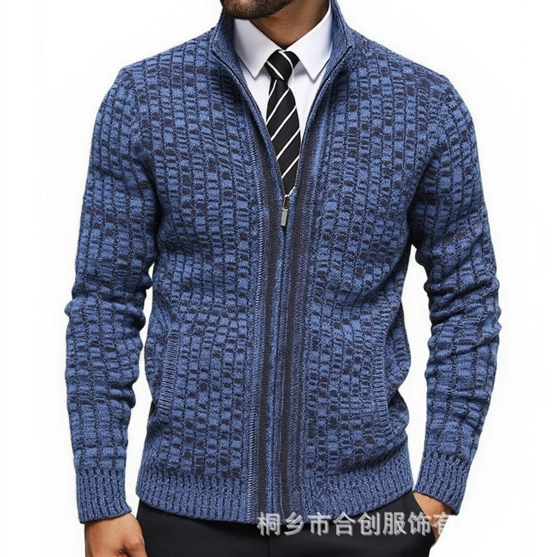 Herren strukturerad knittrig jacka med elegant zip-fram Eva Jonsson-Eva Jonsson