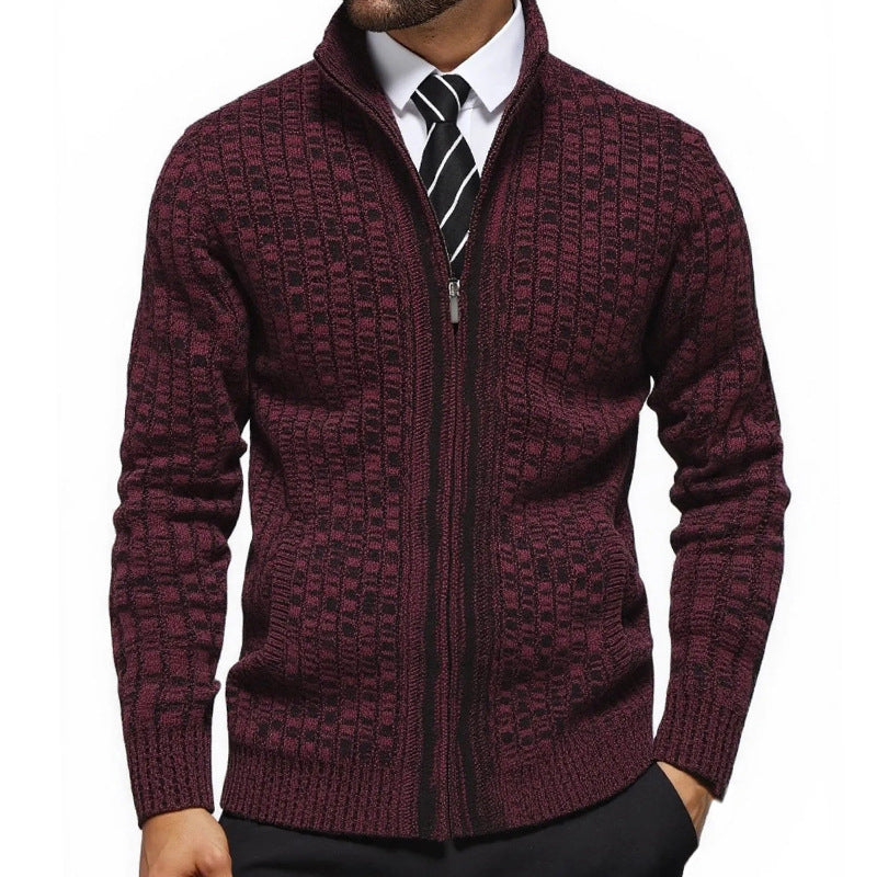 Herren strukturerad knittrig jacka med elegant zip-fram Mirla-Eva Jonsson