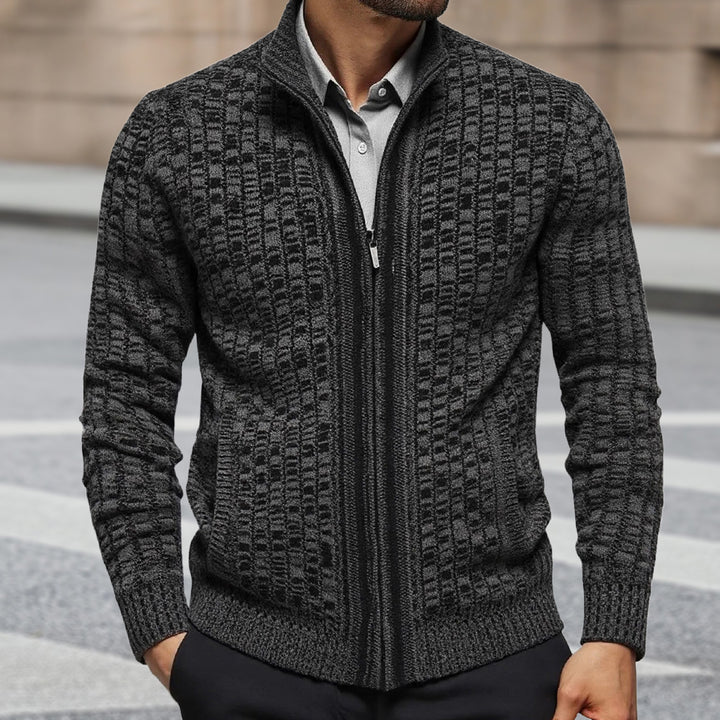 Herren strukturerad knittrig jacka med elegant zip-fram Mirla-Eva Jonsson
