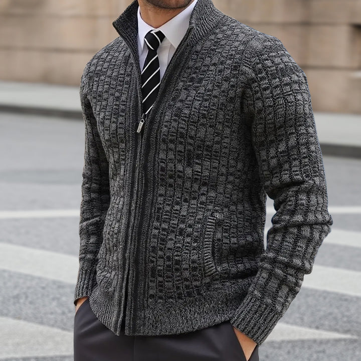 Herren strukturerad knittrig jacka med elegant zip-fram Mirla-Eva Jonsson