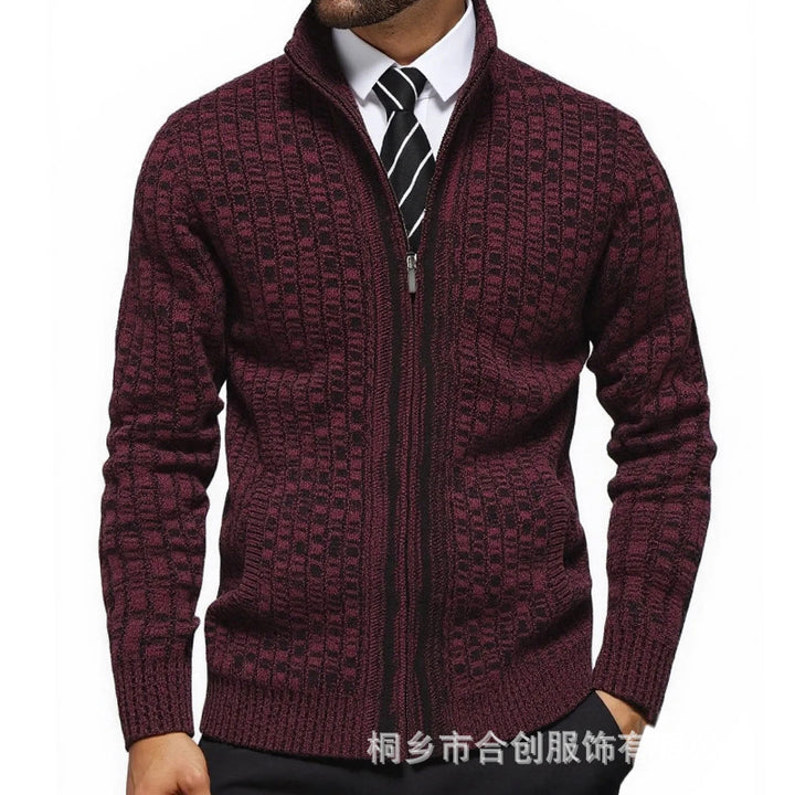 Herren strukturerad knittrig jacka med elegant zip-fram Mirla-Eva Jonsson
