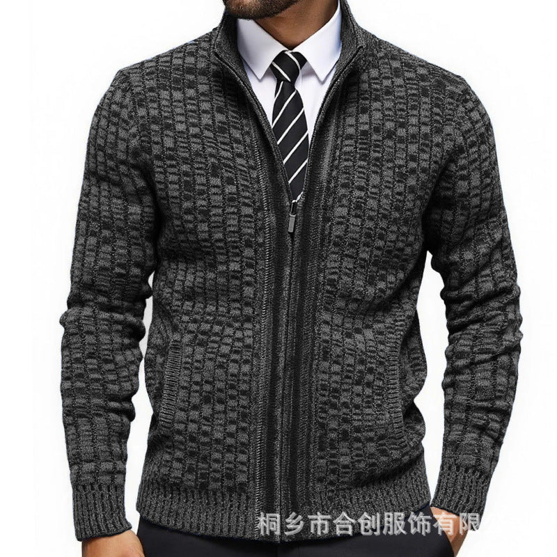 Herren strukturerad knittrig jacka med elegant zip-fram Mirla-Eva Jonsson