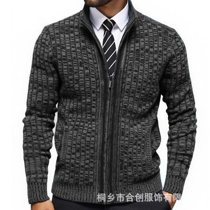 Herren strukturerad knittrig jacka med elegant zip-fram Mirla-Eva Jonsson