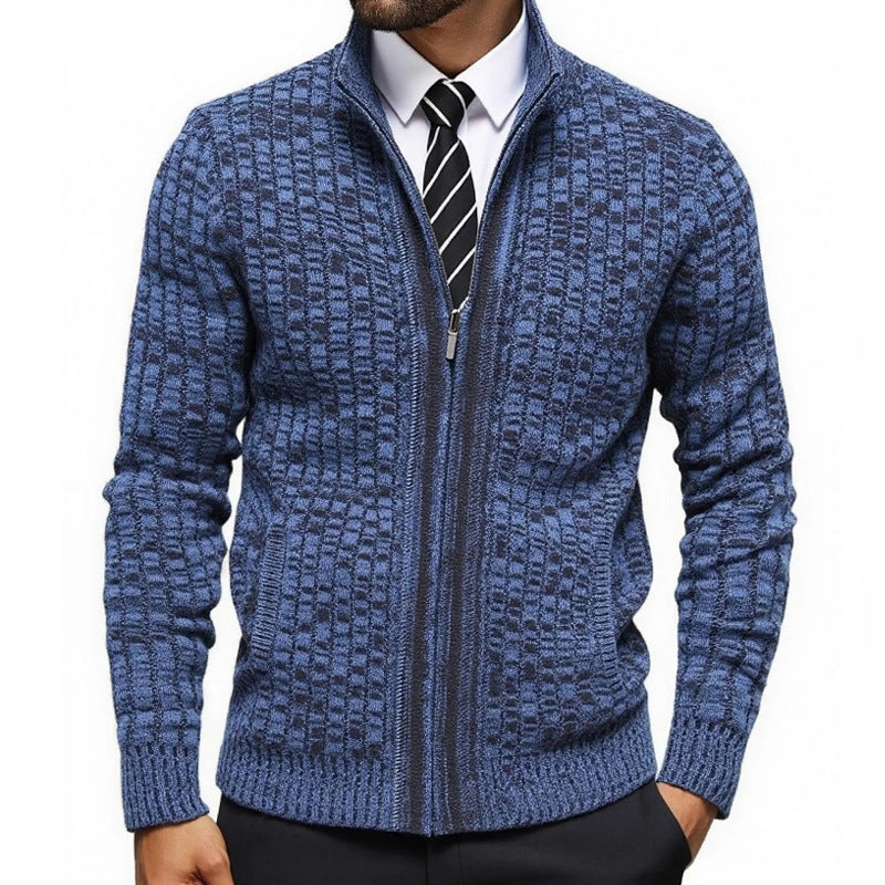 Herren strukturerad knittrig jacka med elegant zip-fram Mirla-Eva Jonsson