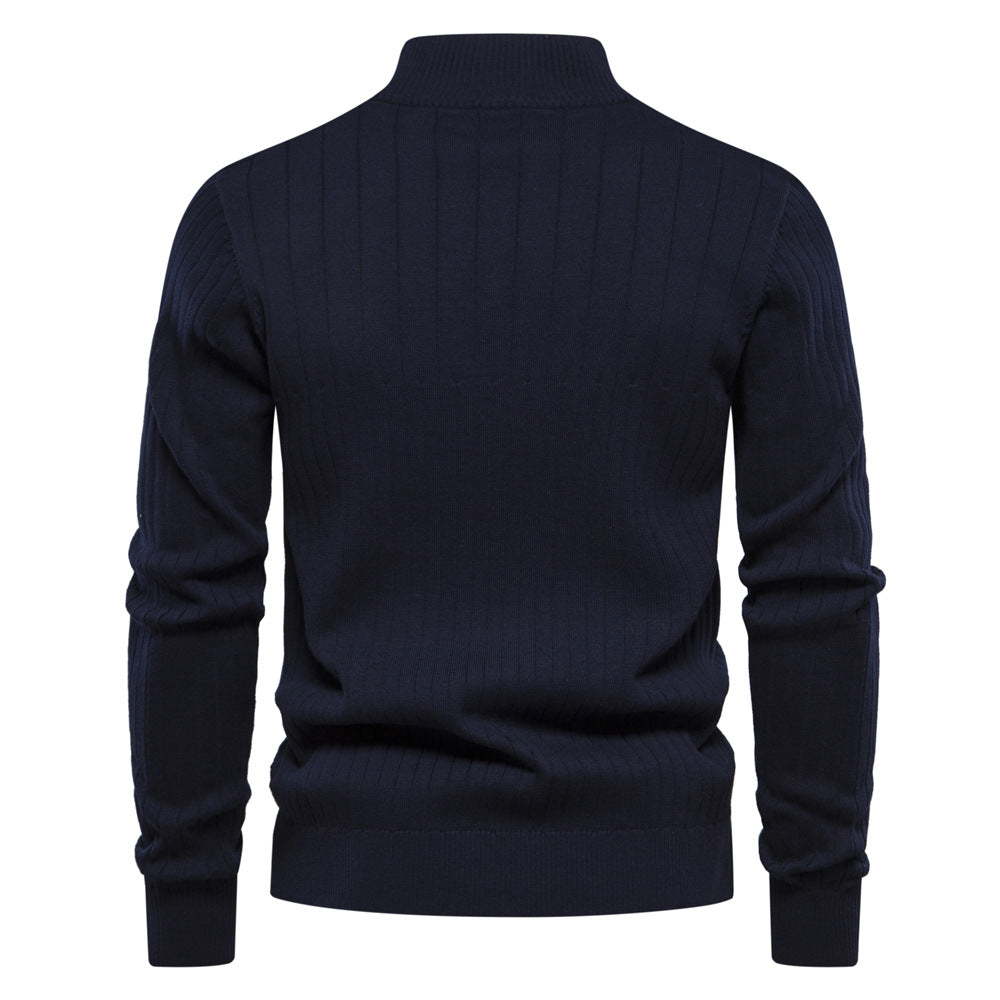Herrenpullover med elegant ribbstruktur och halv dragkedja Eva Jonsson-Eva Jonsson