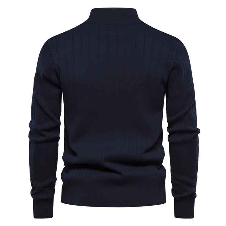 Herrenpullover med elegant ribbstruktur och halv dragkedja Eva Jonsson-Eva Jonsson