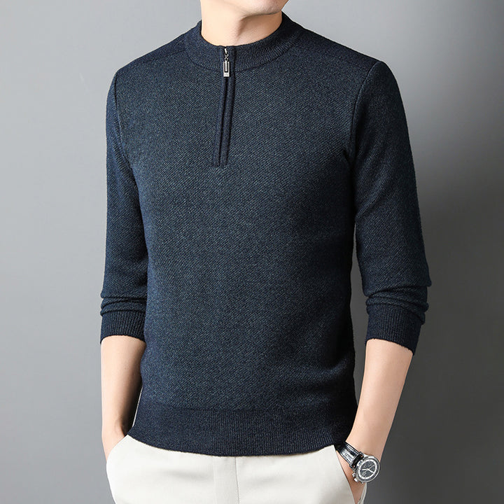 Herrenpullover med halvmått dragkedja och strukturerad design Mirla-Eva Jonsson