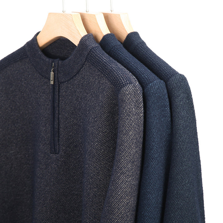 Herrenpullover med halvmått dragkedja och strukturerad design Mirla-Eva Jonsson
