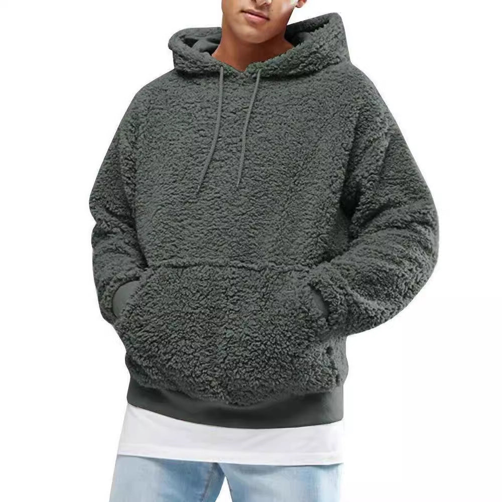 Herrens Casual Teddy-Fleece Hoodie mit praktischen Kängurutaschen und verstellbarem Kordelzug Mirla-Eva Jonsson