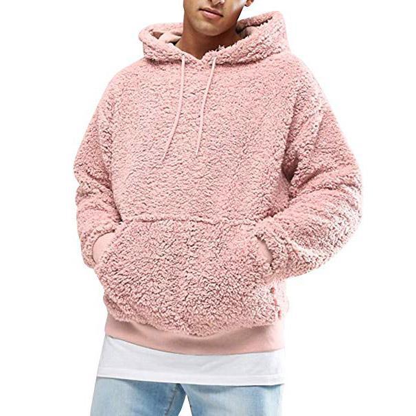 Herrens Casual Teddy-Fleece Hoodie mit praktischen Kängurutaschen und verstellbarem Kordelzug Mirla-Eva Jonsson
