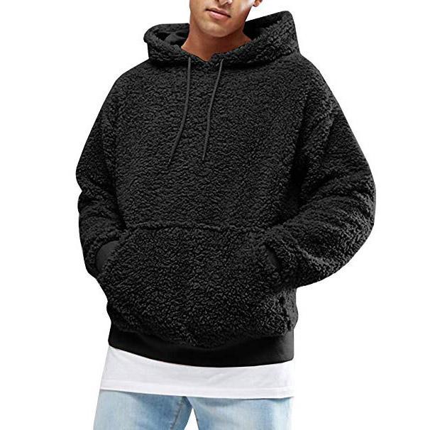 Herrens Casual Teddy-Fleece Hoodie mit praktischen Kängurutaschen und verstellbarem Kordelzug Mirla-Eva Jonsson