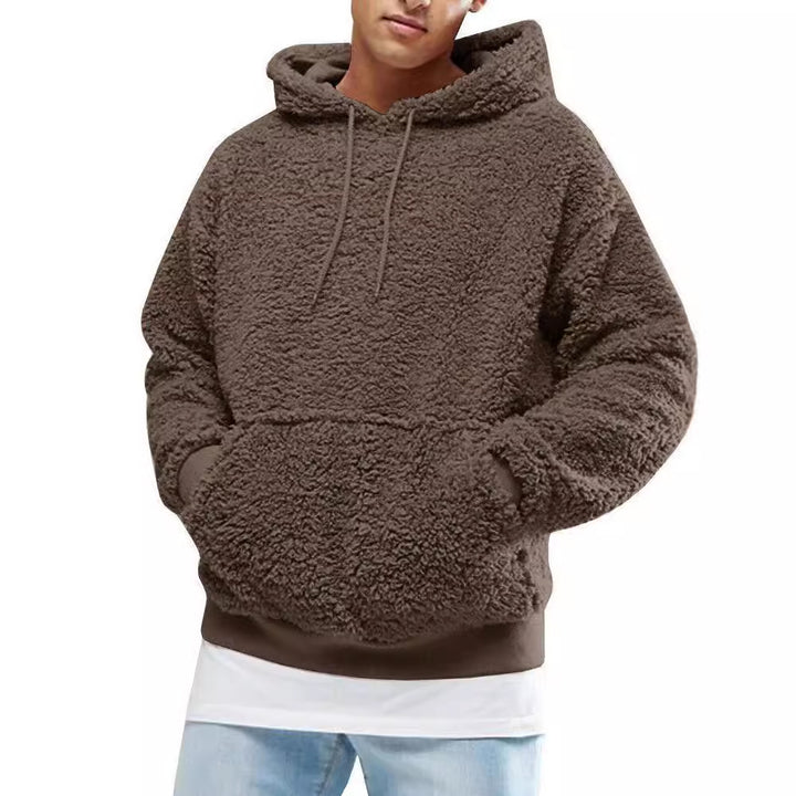Herrens Casual Teddy-Fleece Hoodie mit praktischen Kängurutaschen und verstellbarem Kordelzug Mirla-Eva Jonsson