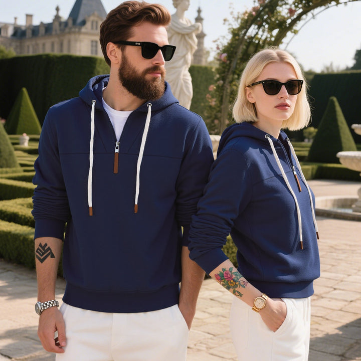 Herrens Fleece Hoodie med modern dragkedja och känguruficka Eva Jonsson-Eva Jonsson