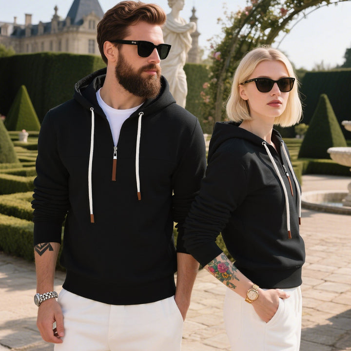 Herrens Fleece Hoodie med modern dragkedja och känguruficka Eva Jonsson-Eva Jonsson