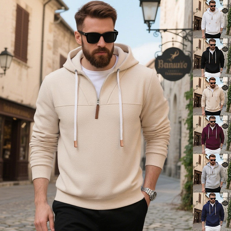 Herrens Fleece Hoodie med modern dragkedja och känguruficka Eva Jonsson-Eva Jonsson