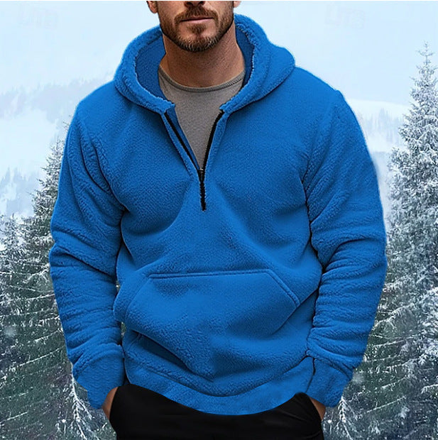 Herrens Mysig Fleece-Hoodie med halvlång dragkedja Mirla-Eva Jonsson