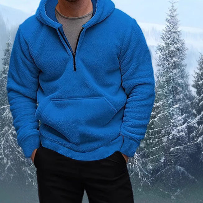 Herrens Mysig Fleece-Hoodie med halvlång dragkedja Mirla-Eva Jonsson