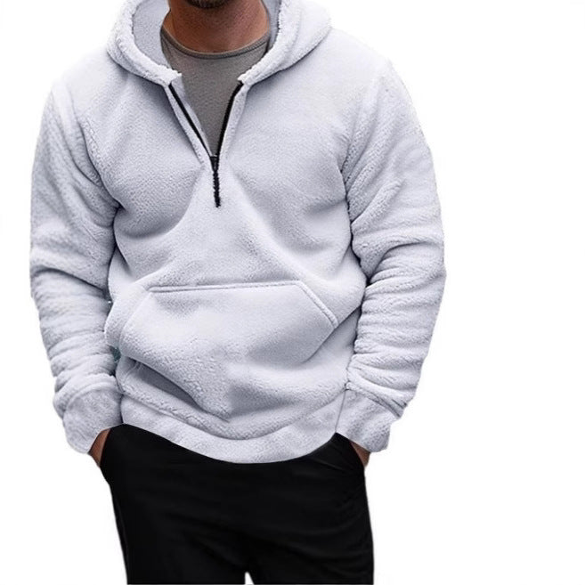Herrens Mysig Fleece-Hoodie med halvlång dragkedja Mirla-Eva Jonsson