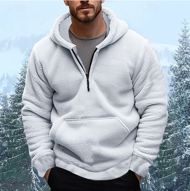 Herrens Mysig Fleece-Hoodie med halvlång dragkedja Mirla-Eva Jonsson