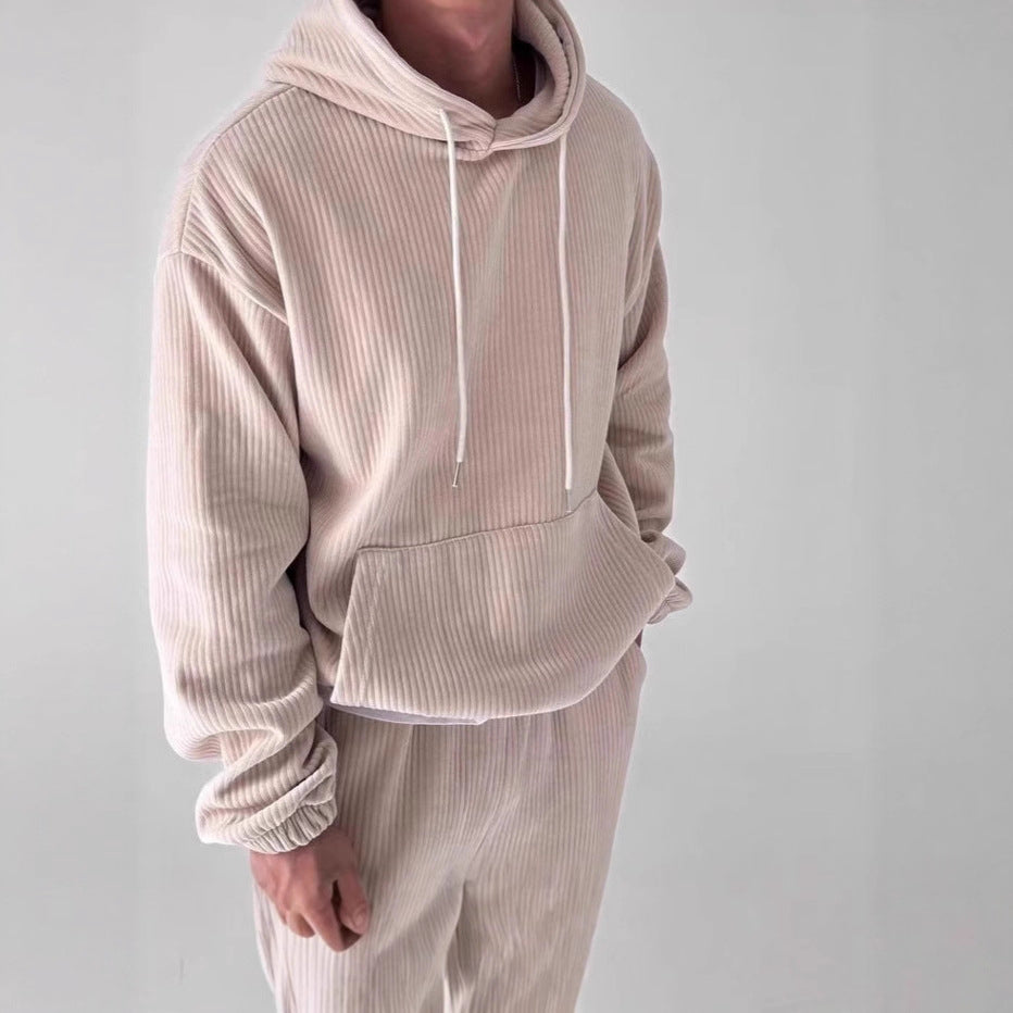 Herrens Mysig Hoodie med Ribbstruktur och praktisk Känguruficka Mirla-Eva Jonsson
