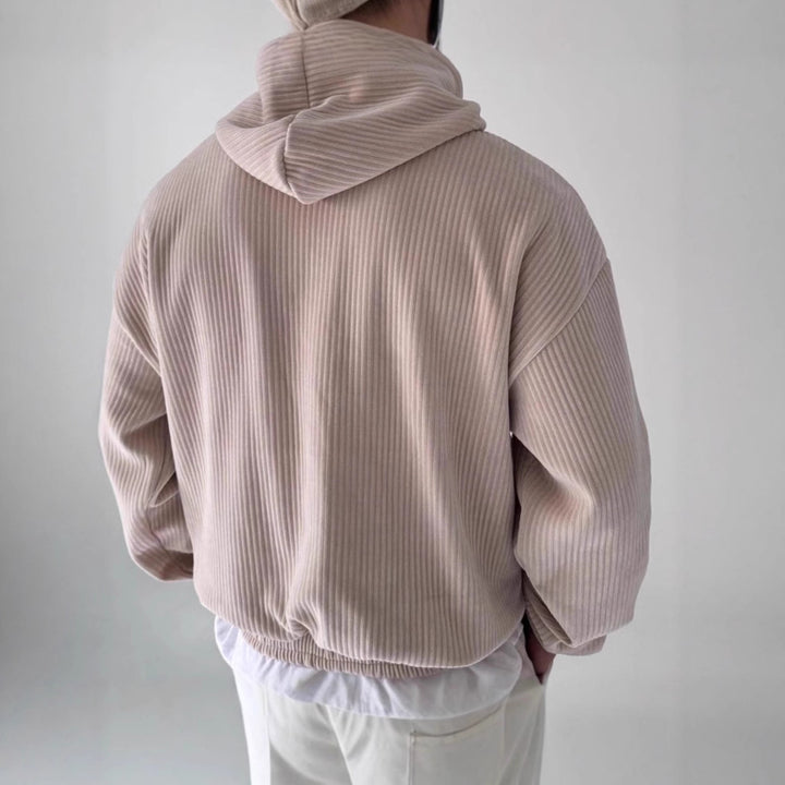 Herrens Mysig Hoodie med Ribbstruktur och praktisk Känguruficka Mirla-Eva Jonsson