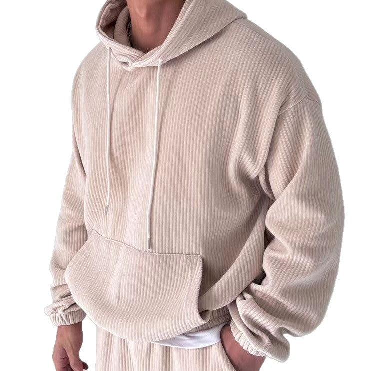 Herrens Mysig Hoodie med Ribbstruktur och praktisk Känguruficka Mirla-Eva Jonsson