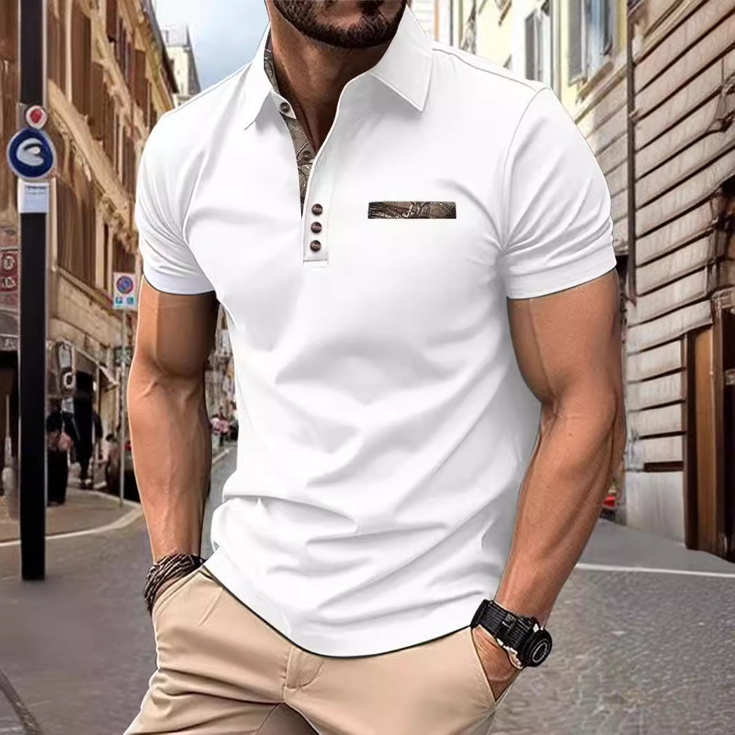 Herrens Poloshirt med stilig krage och modernt bröstfickdesign Mirla-Eva Jonsson
