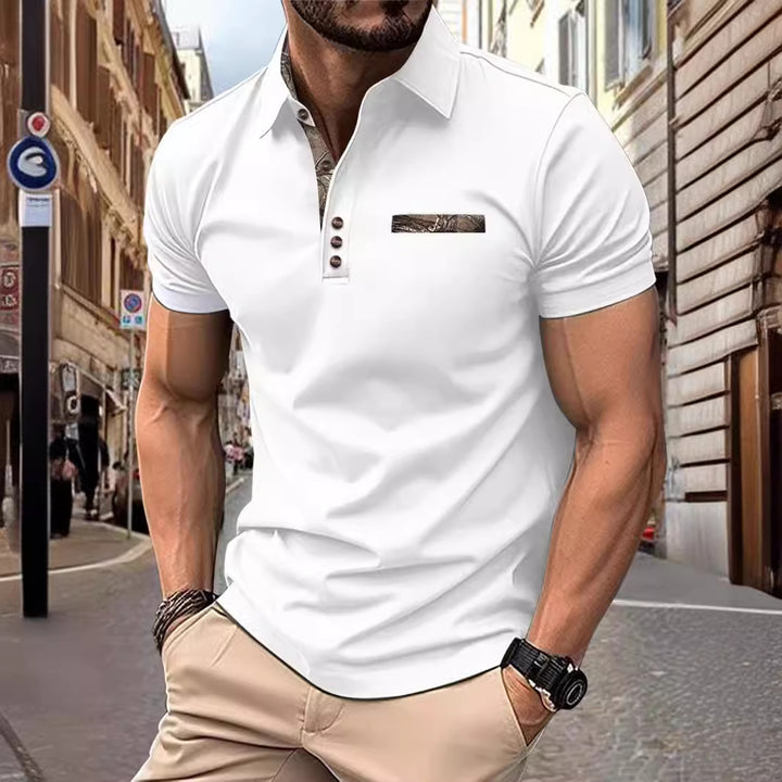 Herrens Poloshirt med stilig krage och modernt bröstfickdesign Mirla-Eva Jonsson